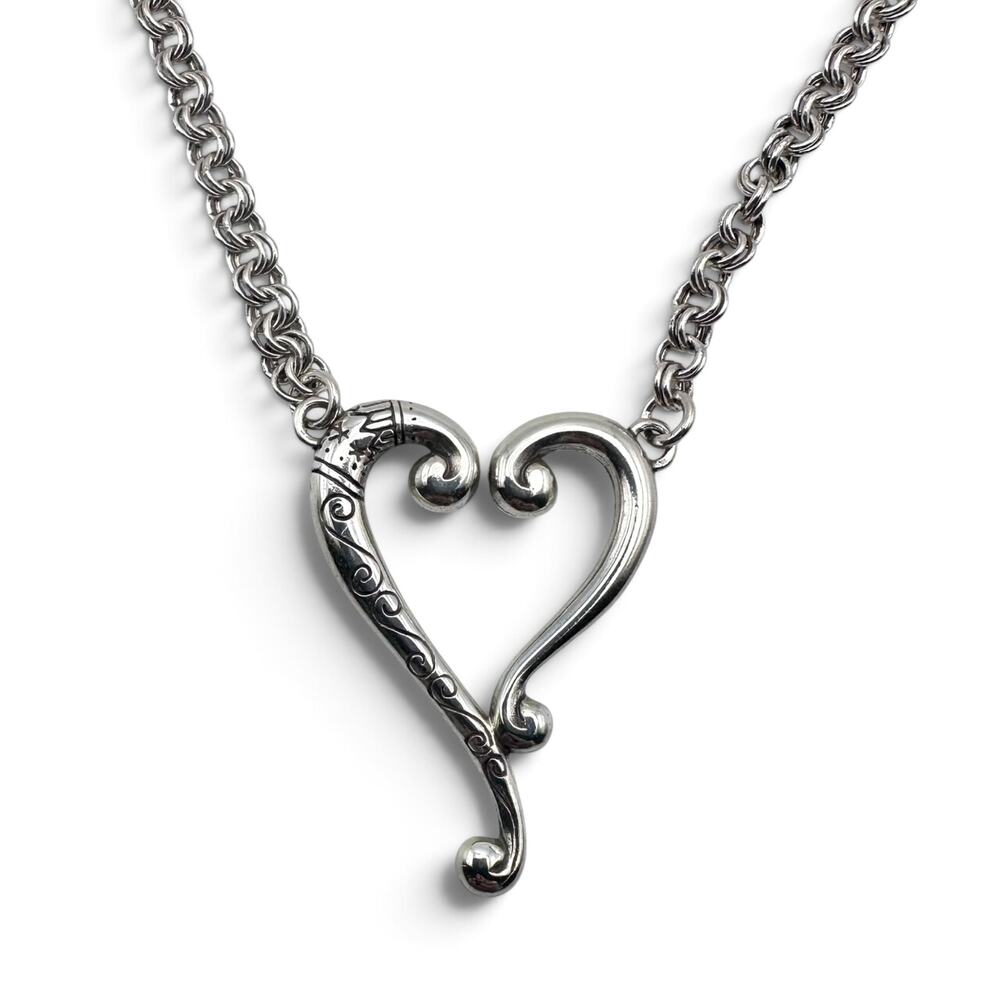 Brighton Adore Me Open Heart Scrollwork Necklace Retired